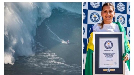 Casi muere al surfear una ola enorme, volvió cinco años después y logró un récord Guiness