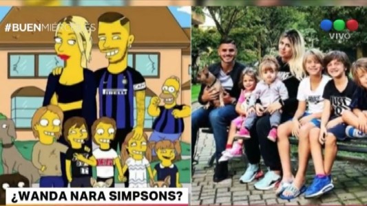 Wanda Nara e Icardi, en la versión de Los Simpson