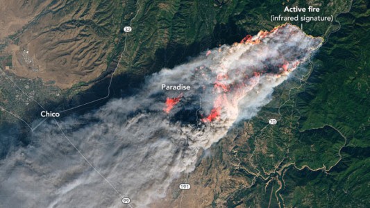 Así se ve desde el espacio el incendio de California