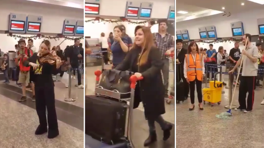 El flashmob navideño que sorprendió a los pasajeros en Aeroparque y explota en las redes