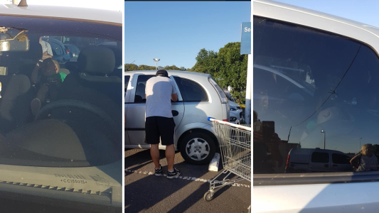 Rescataron a un bebé que estaba encerrado en un auto mientras sus padres hacían compras