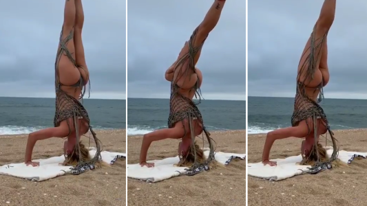 El video hot de Nicole Neumann practicando yoga en la playa