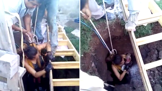 Puro valentía: se metió en un pozo de 12 metros para salvar a dos perritos
