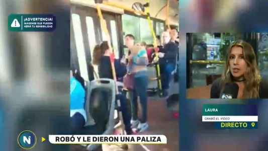 Mujer le dio una paliza a un joven que se subió a robar a un colectivo
