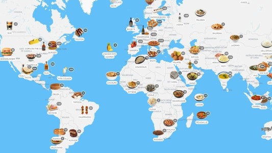 El mapa de las 100 comidas más populares del mundo: hay una sola de Argentina