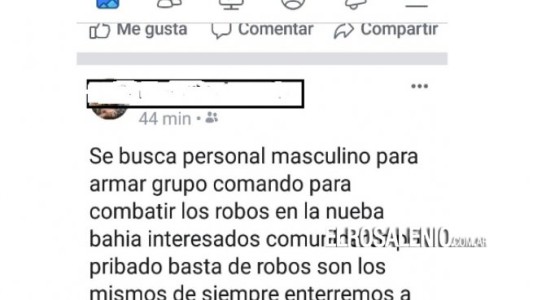 Cansado de que le roben, propuso armar "un grupo comando" para enfrentar a la delincuencia