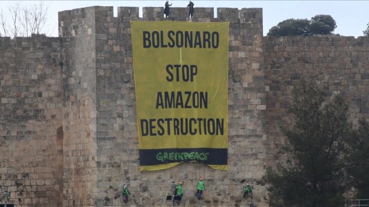 Greenpeace protesta contra Bolsonaro durante su visita a Israel