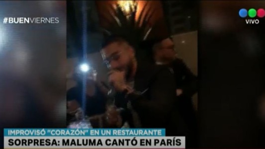 Maluma sorprendió al cantar en un restaurante de París