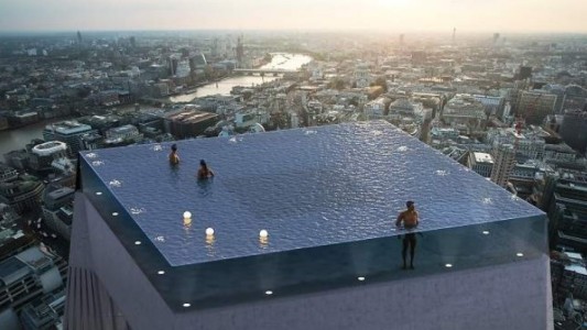 La impactante "piscina infinita" con vista de 360 grados, paredes y fondos transparentes