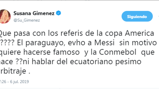 Argentina-Chile: hasta Susana Giménez se quejó del arbitraje en la Copa América