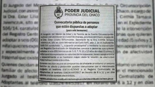 Chaco: seis hermanos de entre 3 y 12 años piden ser adoptados juntos