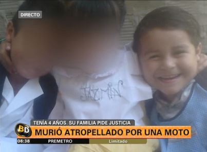 Un nene murió atropellado por una moto