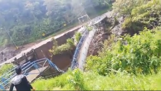 El dramático momento en que cae un puente peatonal sobre el río
