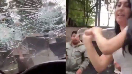 "LadyPiñata", la joven que destrozó un parabrisas tras accidente vial