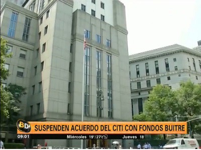 Suspenden el acuerdo del Citibank con los fondos buitre