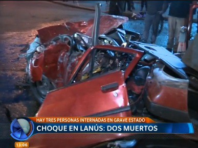Dos muertos y tres heridos en un violento choque en Lanús