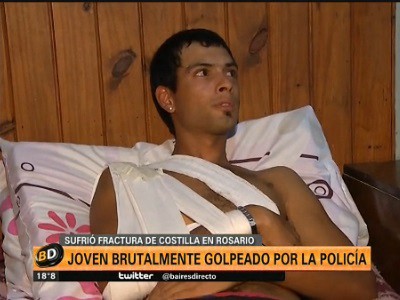 Joven brutalmente golpeado por la policía en Rosario