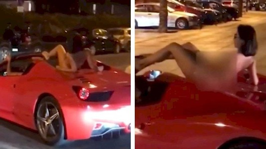 Video: sorpresa por la mujer desnuda que recorre Ibiza sobre una Ferrari