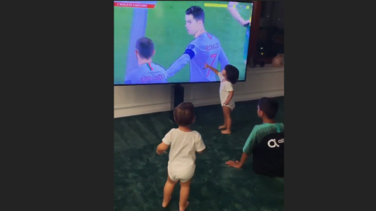 Así festejan los hijos de Ronaldo cuando su papá hace un gol