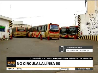 Continúa sin circular la línea 60