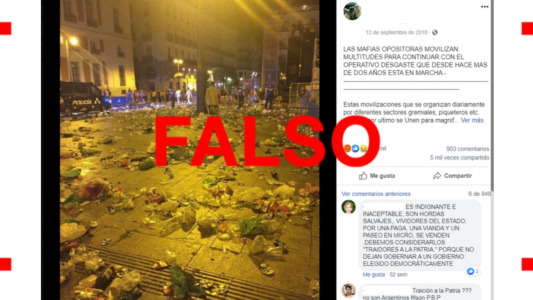 No, esta imagen no muestra cómo quedó Buenos Aires tras una protesta contra Macri