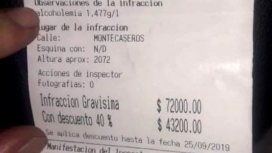 Mendoza: multaron a un conductor por 72 mil pesos por manejar borracho