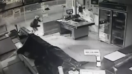 Así entró a robar con una maza a una carnicería