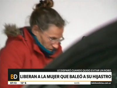 Recuperó su libertad la mujer que baleó a su hijastro en una entradera
