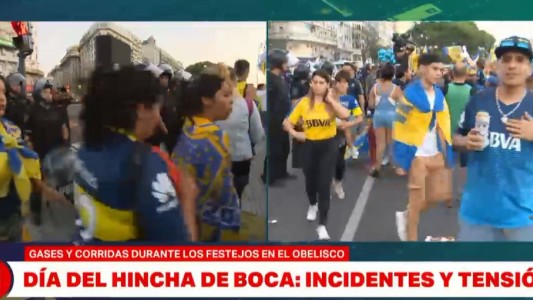 Incidentes entre hinchas de Boca y la Policía Federal en el Obelisco porteño