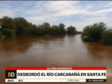 Desbordó el río Carcarañá sobre el puente de la ruta 9