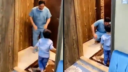 Video: el llanto de un médico al no poder abrazar a su hijo por temor a contagiarlo con coronavirus