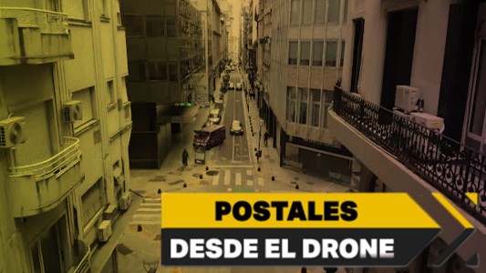 Postales de la calle Florida en cuarentena, desde el drone