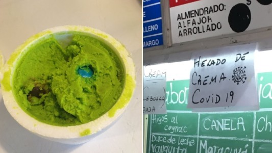 Así es la "Crema Covid", el sabor que ofrece una heladería de La Plata