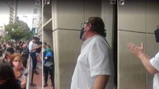 La Plata: la indignación de un médico en la puerta de un banco