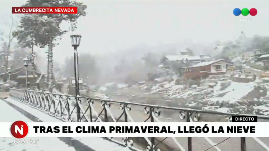 Video: nieve en La Cumbrecita, un manto blanco y una postal única