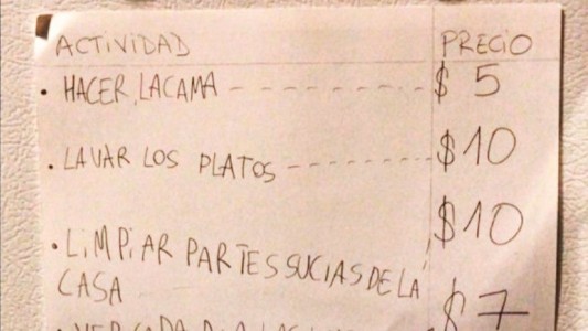 Una nena se avivó: armó un tarifario para las tareas hogareñas