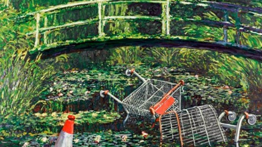 Subastarán óleo de Banksy inspirado en famosa obra del impresionista Claude Monet