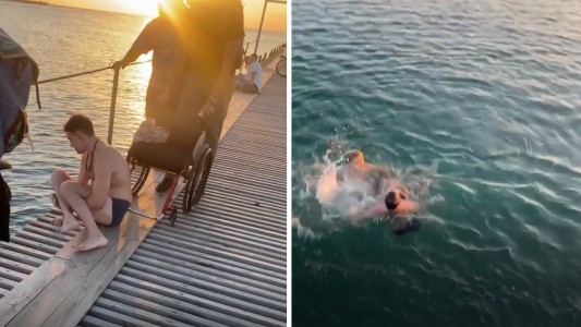 Video: hombre en silla de ruedas se tiró al mar para salvar a un joven