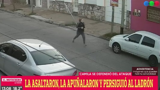 La asaltaron, la apuñalaron y persiguió al ladrón hasta su casa