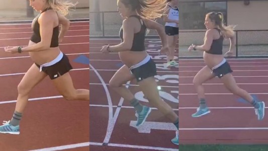 Video de TikTok: está embarazada de 9 meses y corre en una pista de atletismo