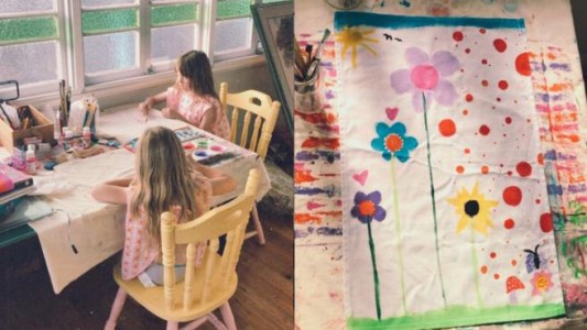 Una nena de 5 años pinta repasadores de cocina para pagar el tratamiento contra el cáncer de su papá