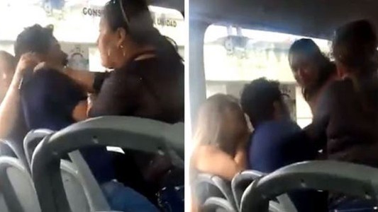 Video: iba en el colectivo con su amante y se cruzó con esposa embarazada y su suegra