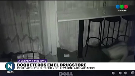 Hicieron un boquete y entraron gateando a un drugstore para eludir las cámaras