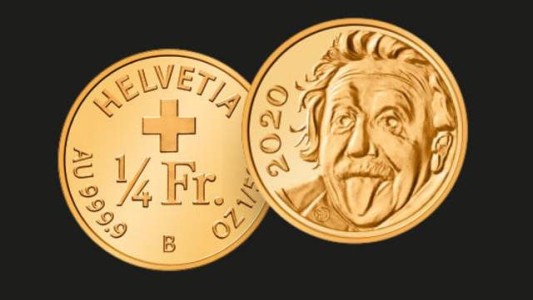 Albert Einstein sacando la lengua: Suiza acuña la moneda más pequeña del mundo