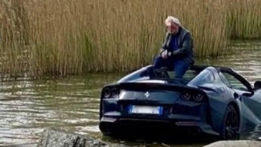 Dejó su Ferrari en una pendiente sin freno de mano y terminó en el lago
