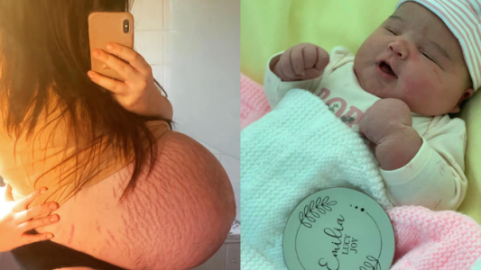 Los médicos pensaron que iba a dar a luz a gemelos, pero tuvo un bebé de 6 kilos