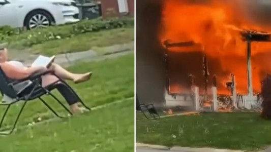 Video: prendió fuego la casa con una persona adentro y se sentó a leer en la vereda