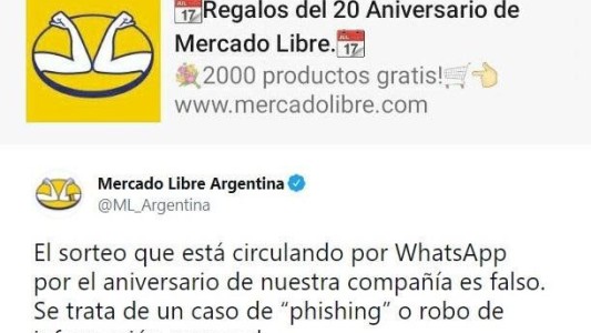Alerta estafa: el falso mensaje de WhatsApp que ofrece regalos de Mercado Libre