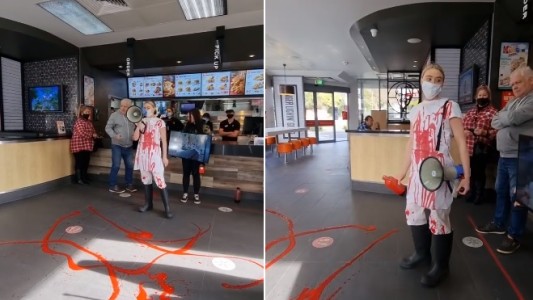 "Abusadores de animales": activista vegana acusó a clientes de un local de comida rápida