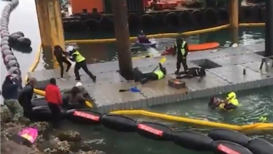 Violenta represión a ambientalistas que se oponen a la construcción de un puerto